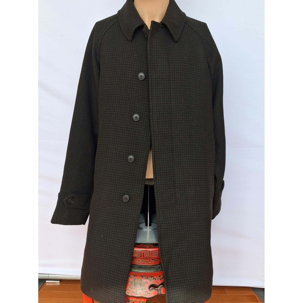 Uniqlo Mens Gray Houndstooth Single Breasted Overcoat Car Coat Size M 449730